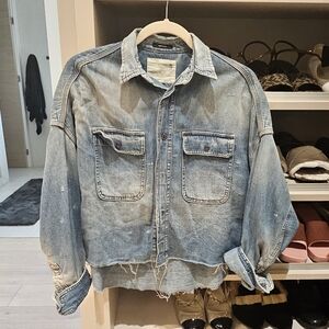 R13 Distressed Blue Jean Jacket